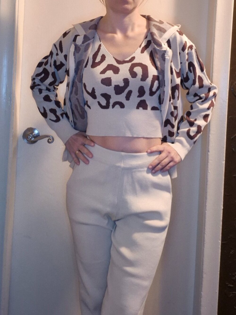 Women's Knitting 3 Piece Set Leopard Print